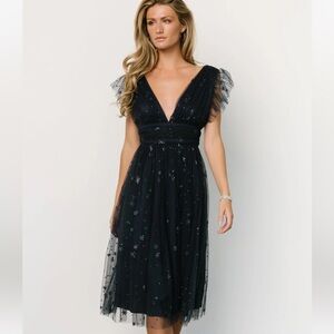 Baltic born Chiara dress shimmer blue navy midi